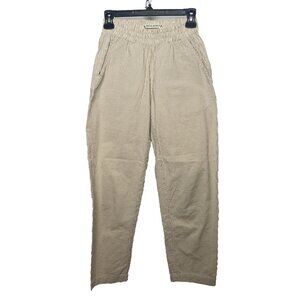 Gravel & Gold Tour Pants Size XS 0/2 Beige White Striped Seersucker Pull On